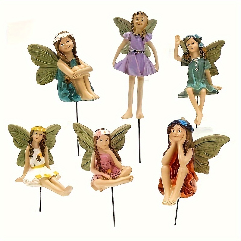 

6pcs Fairy Garden Miniature Statues, Resin Garden Fairy Figurines Set For Outdoor, Plant Pot, Bonsai Micro Landscape, Artistic Home Decor Accessories