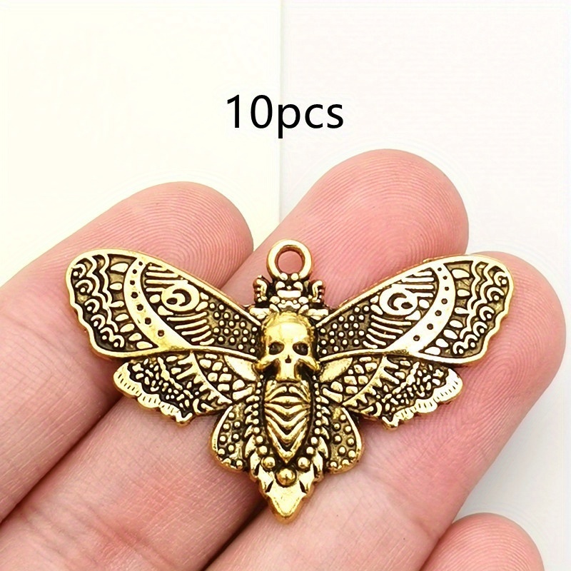TEMU 10pcs Gothic Charm Pendants, 43x21mm, Bohemian Style Women's Fashion Accessories, Handmade Earrings Bracelet Necklace Components, Clothing Bag