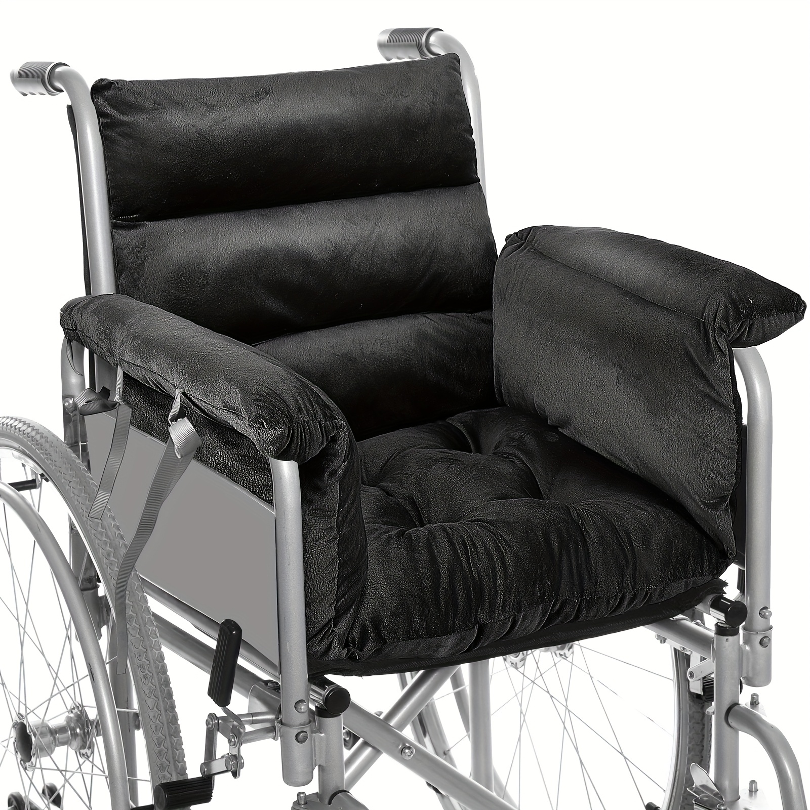 TEMU Wheelchair Cushion Wheelchair Seat Cushion With Strap Recliner Suitable For 18 Inches Armrest And Support For Senior (black)