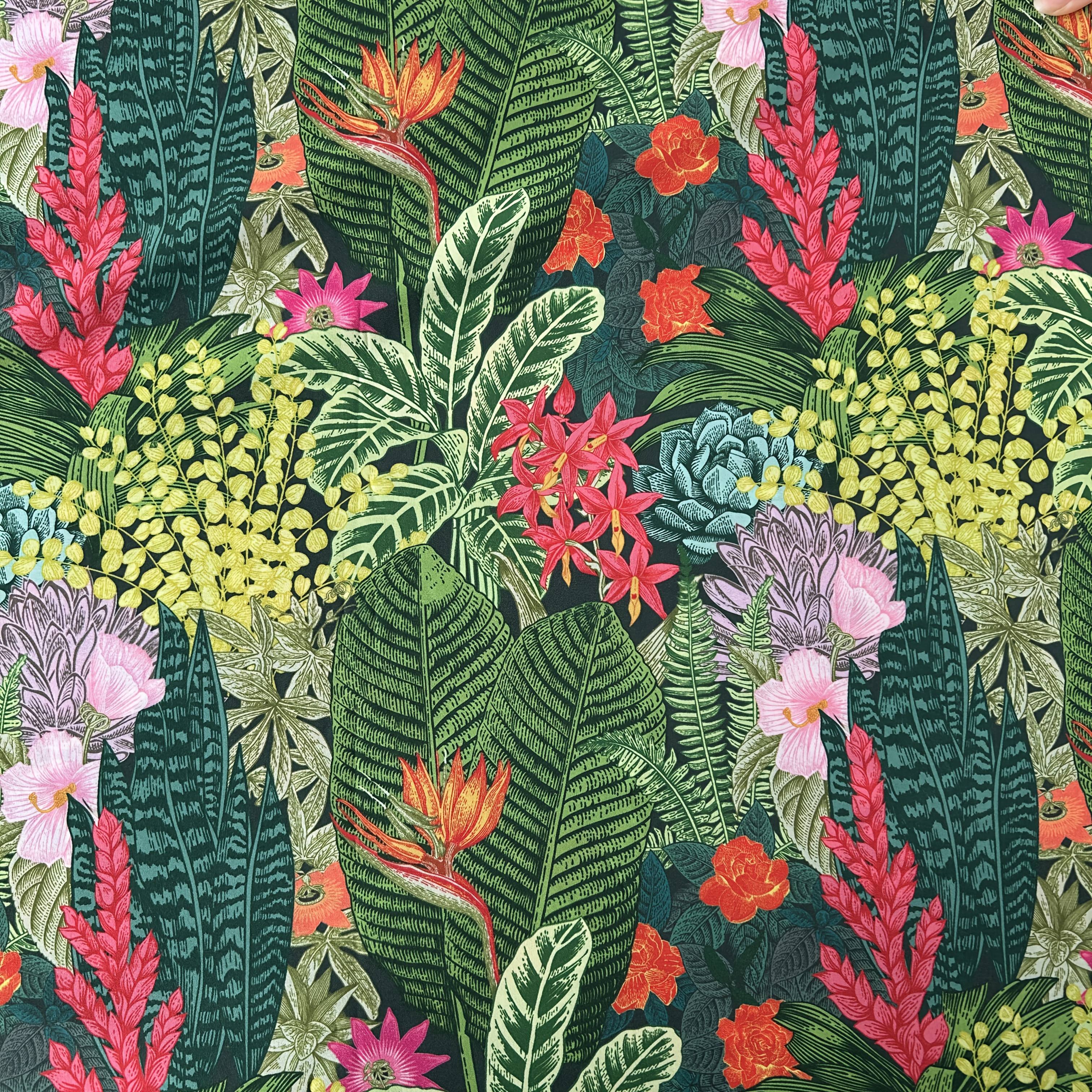 TEMU A Pre-cut Exquisite And Colorful Floral And Plant Printed Fabric, With Roses And , And Plant Leaves In Shapes, Unlocking Of Colorful Plants. And
