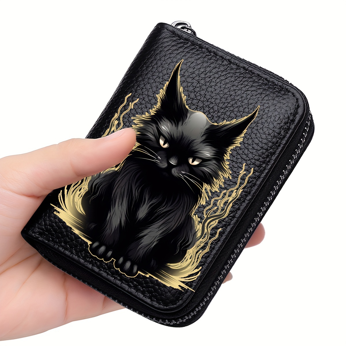 PU Leather Zip Card Holder Women's Card Case Zipper Card Case Compact Lightweight American Football And Helmets