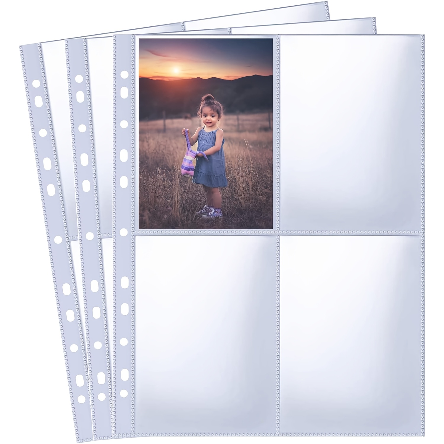 Image of 30 Packs Of 120 Pockets A4 Photo Sleeves, A4 2/3/4 Ring Binder Transparent Postcard Sleeves, Album Refill Pages Kpop Photo Card Binder, 2 Pockets Single-sided Photo Page Protectors 31cm * 23cm