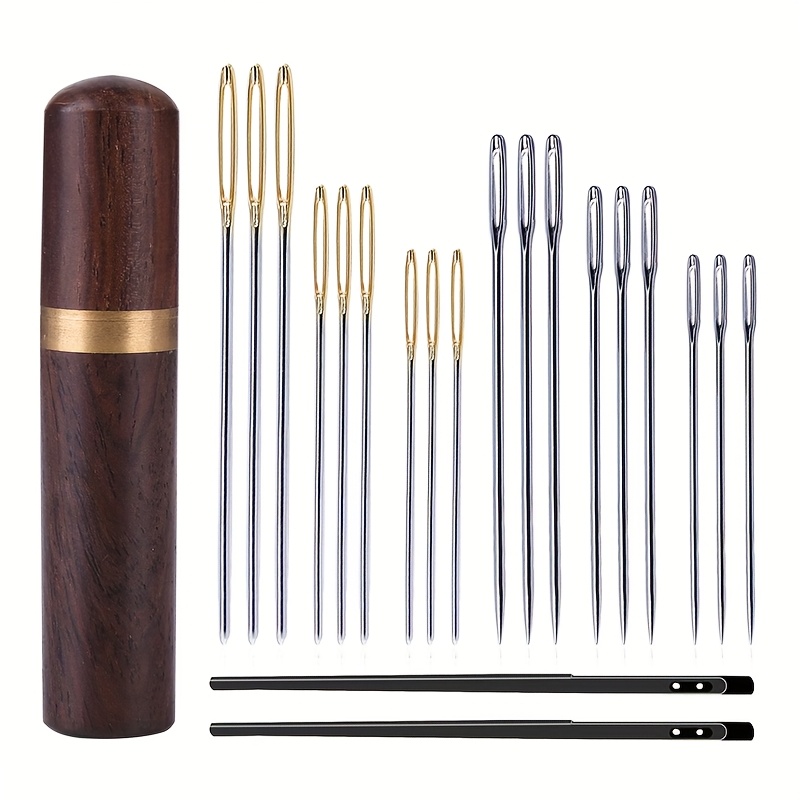 Set Of Needles For Leather Stitching, Including Hand Sewing Needles, Large- Needles With Double Holes, And A Needle Bottle For Leather Projects