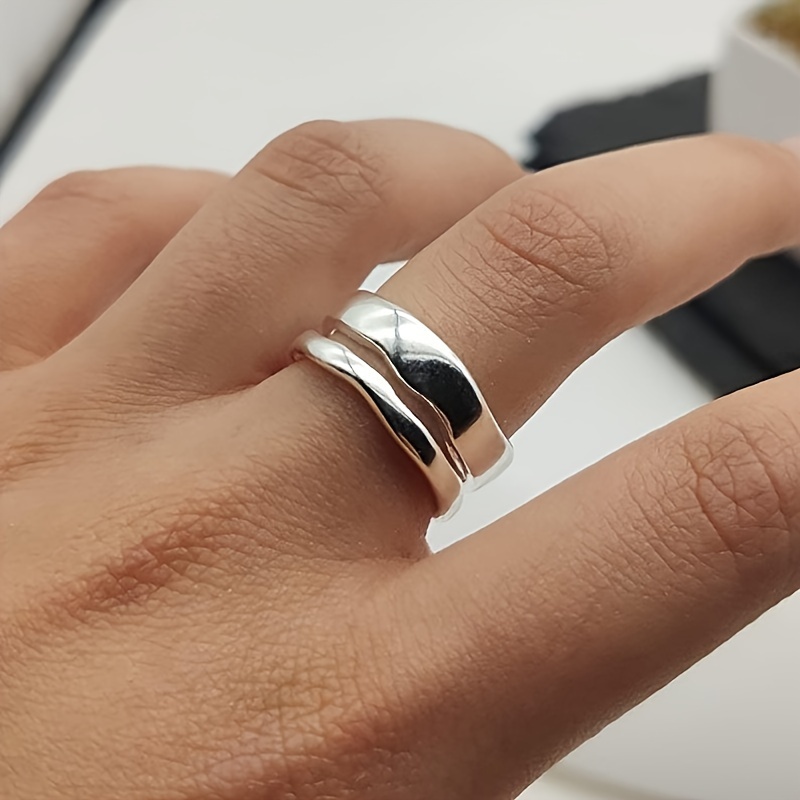TEMU Vintage Minimalist Personality Double Opening Adjustable Women's Ring Suitable For Gifts