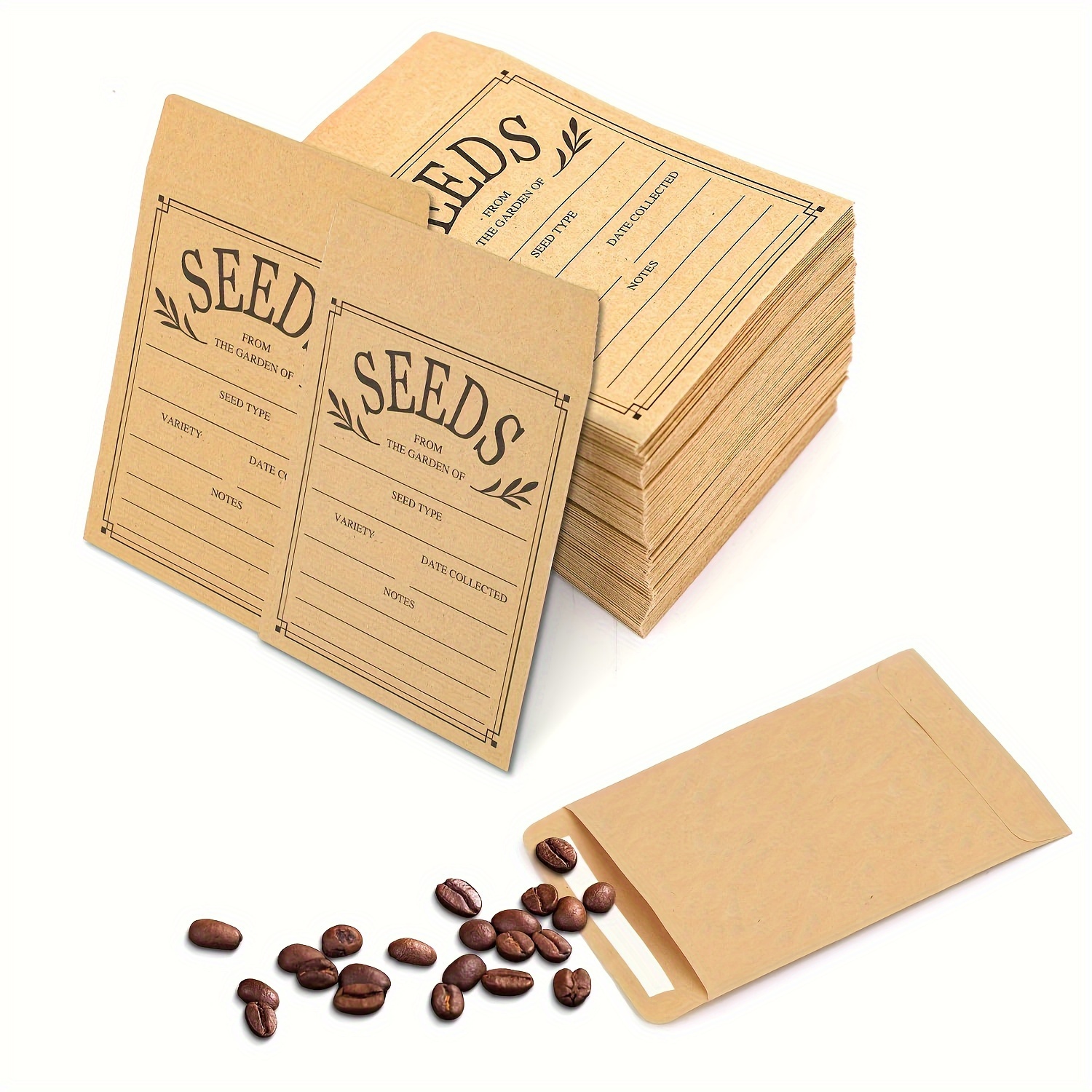 

20pcs/50pcs Seed Envelopes, Reusable Sealed Seed Packaging Envelopes, Self-adhesive Sealed Seed Envelopes, Small Brown Paper Seed Storage Envelopes 3..7 Inches For Collecting Flower And Vegetable