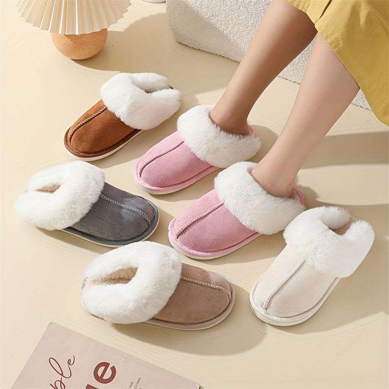 

Women's Lined Slippers, Cozy Winter Warm Indoor Slippers For Couples And