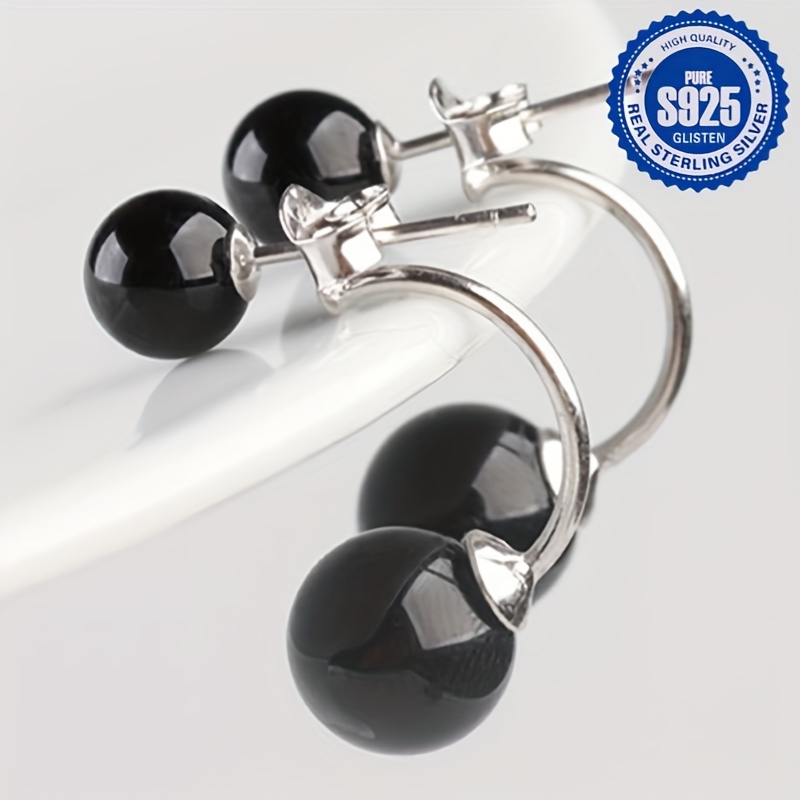 Bohemian Style Agate Bead Earrings, 925 Sterling Silver, Low Allergy, 4.2g