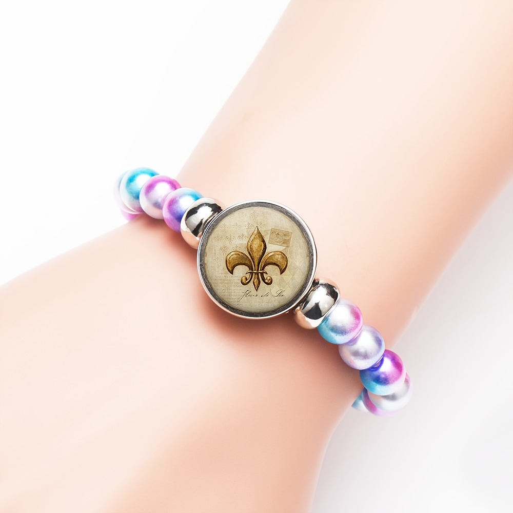 Fashionable Rainbow-Colored Plastic Beaded Bracelet, Retro Design