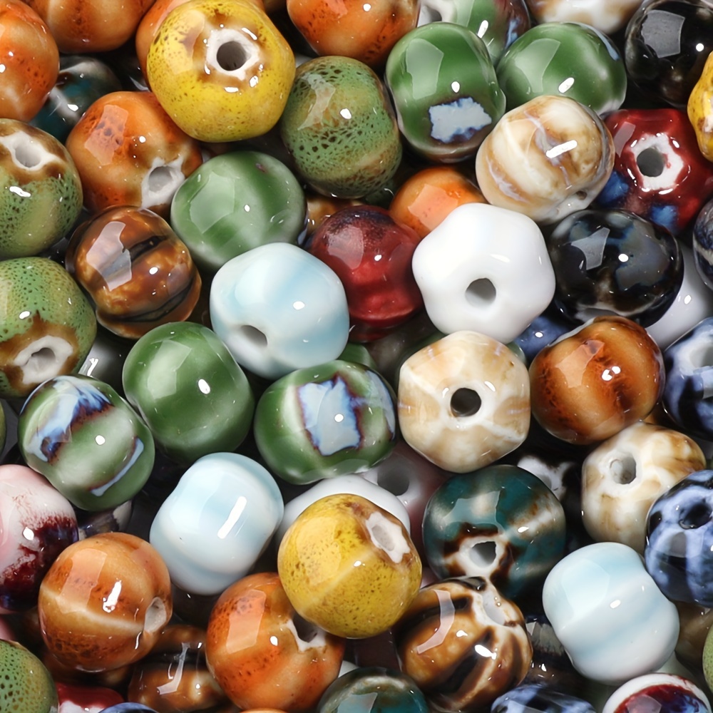 

70pcs Halloween Ceramic Pumpkin Beads Retro Pumpkin Beads Diy Bracelet String Accessories