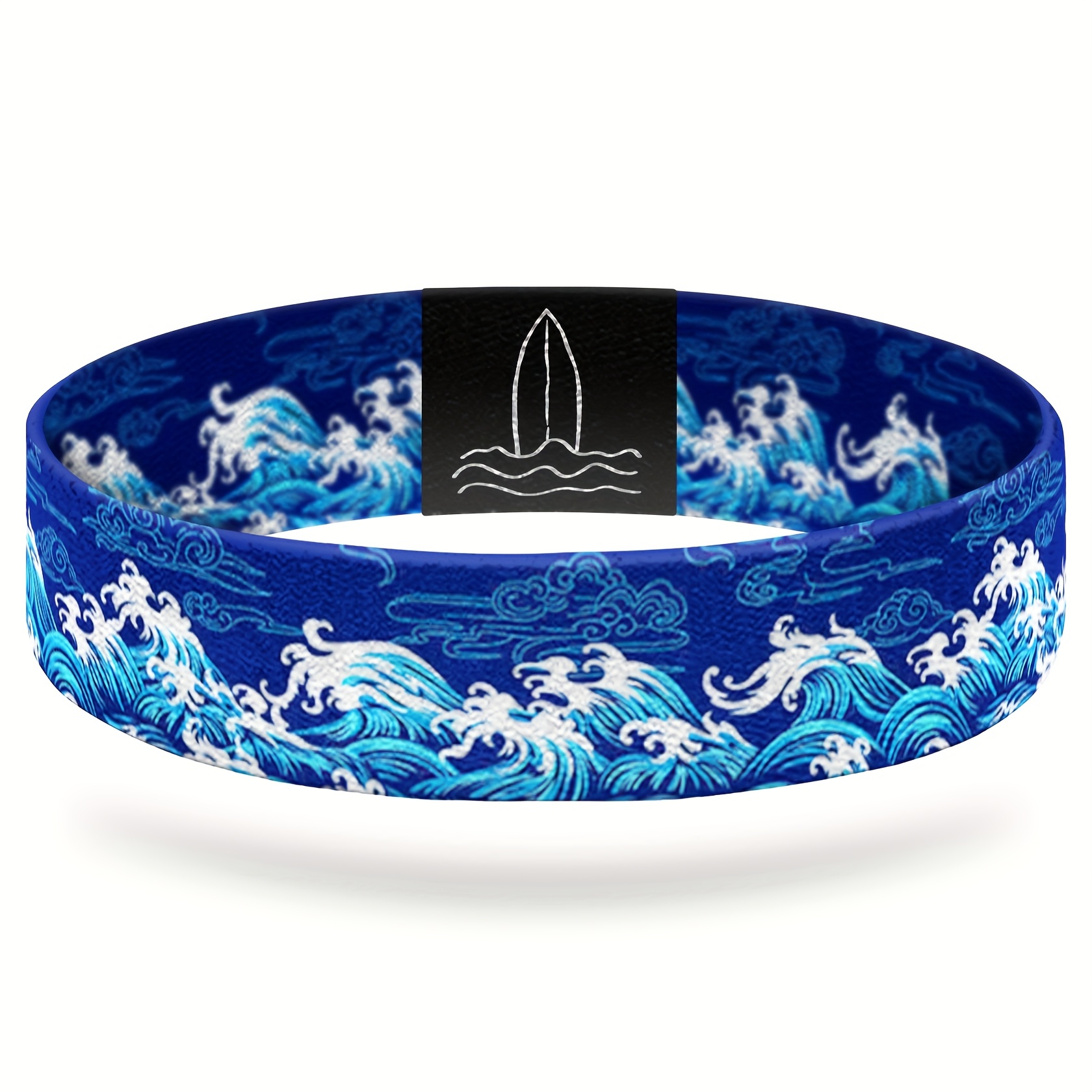 Image of 1pc Cerliy 1pc Elastic Bracelet For & - Adjustable Ocean Waves Wristband, Sport Bangle Suitable For Mom, Holiday Birthday Gift, Wearable Jewelry (no), For Teenager