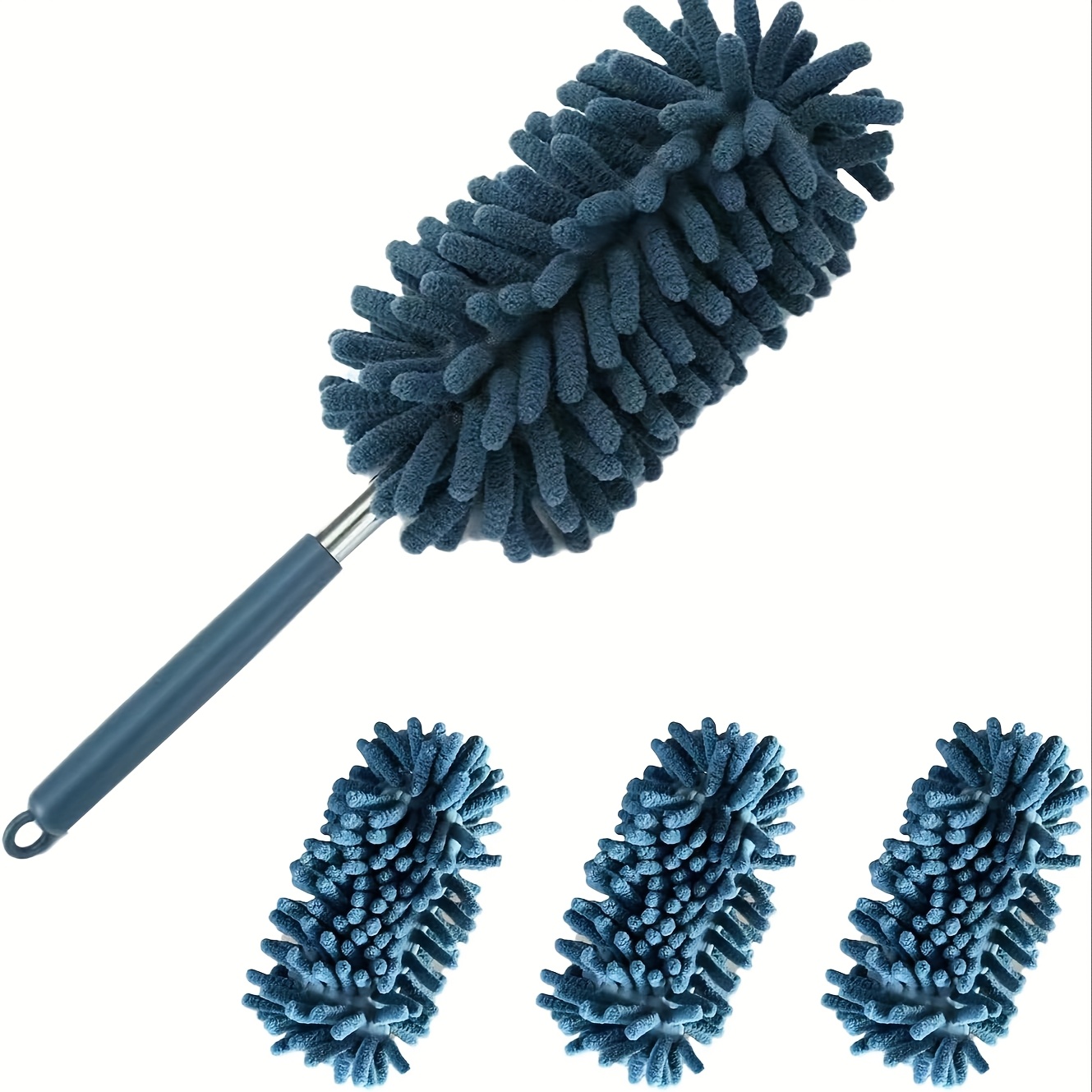 Set Of 4 Washable Microfiber Dusters For Cleaning, Featuring An Extendable Pole And Design For Versatile Use