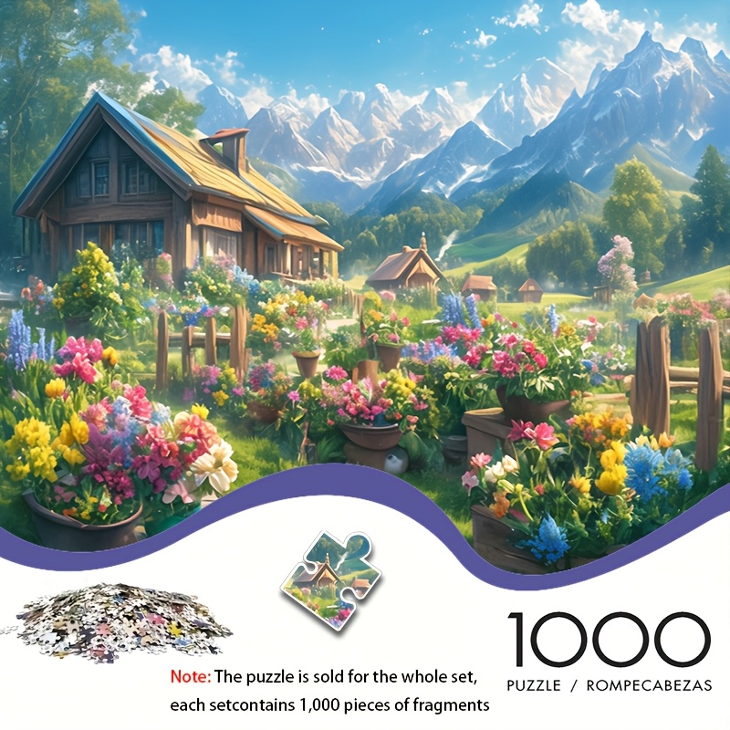 

1000pcs Floral And Mountain Landscape Puzzle, Paper Jigsaw For Adults, Diy Art Craft Mosaic Wall Decor, , With Ideal For Home, Office, And Holiday Gifts