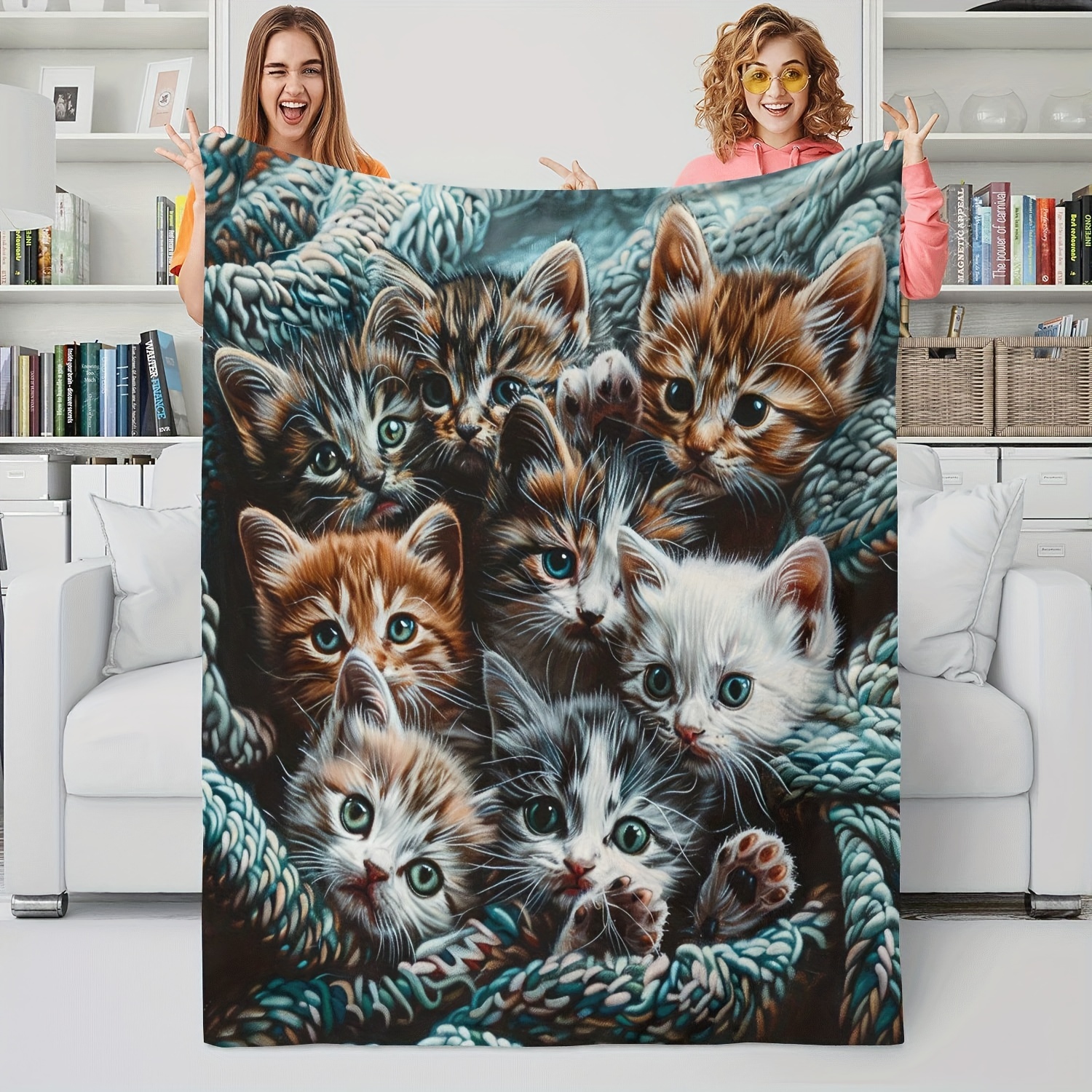 

1pc Gift Blanket For Cat Lovers Little Milk Cat Soft Blanket Flannel Blanket Warm Skin-friendly Office Nap Throw Blanket, Sofa Bed Blanket