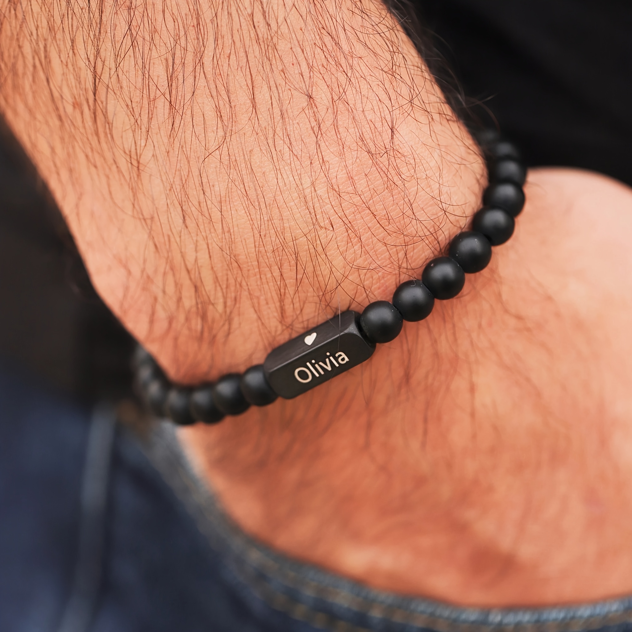 E-shop personalisiertes Herrenarmband mit Namen, ideales Weihnachtsgeschenk für Ehemann, Großvater, Herren-Perlenarmband