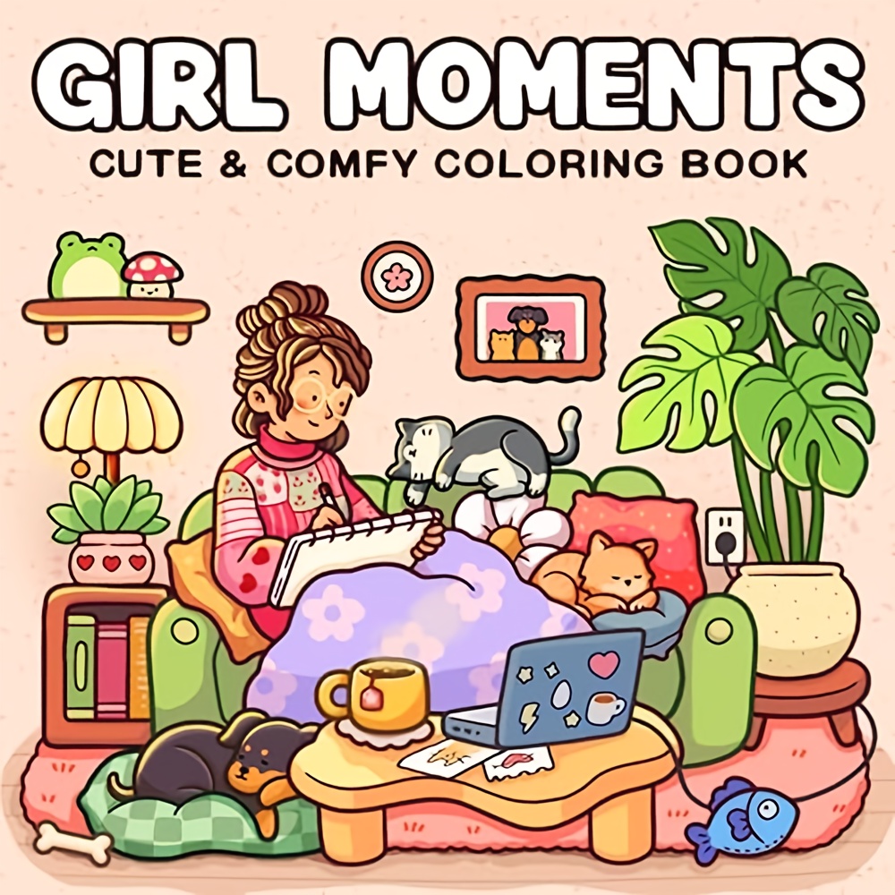 

Cocowyo Girl Moments Coloring Book For Adults And Teens - Cute & Cozy Daily Relaxation Activity, Stress-, Gift