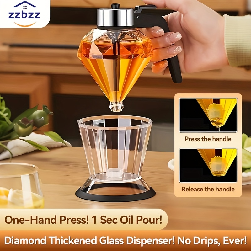Honey Dispenser No Drip Glass With Stand, Honey Jar With