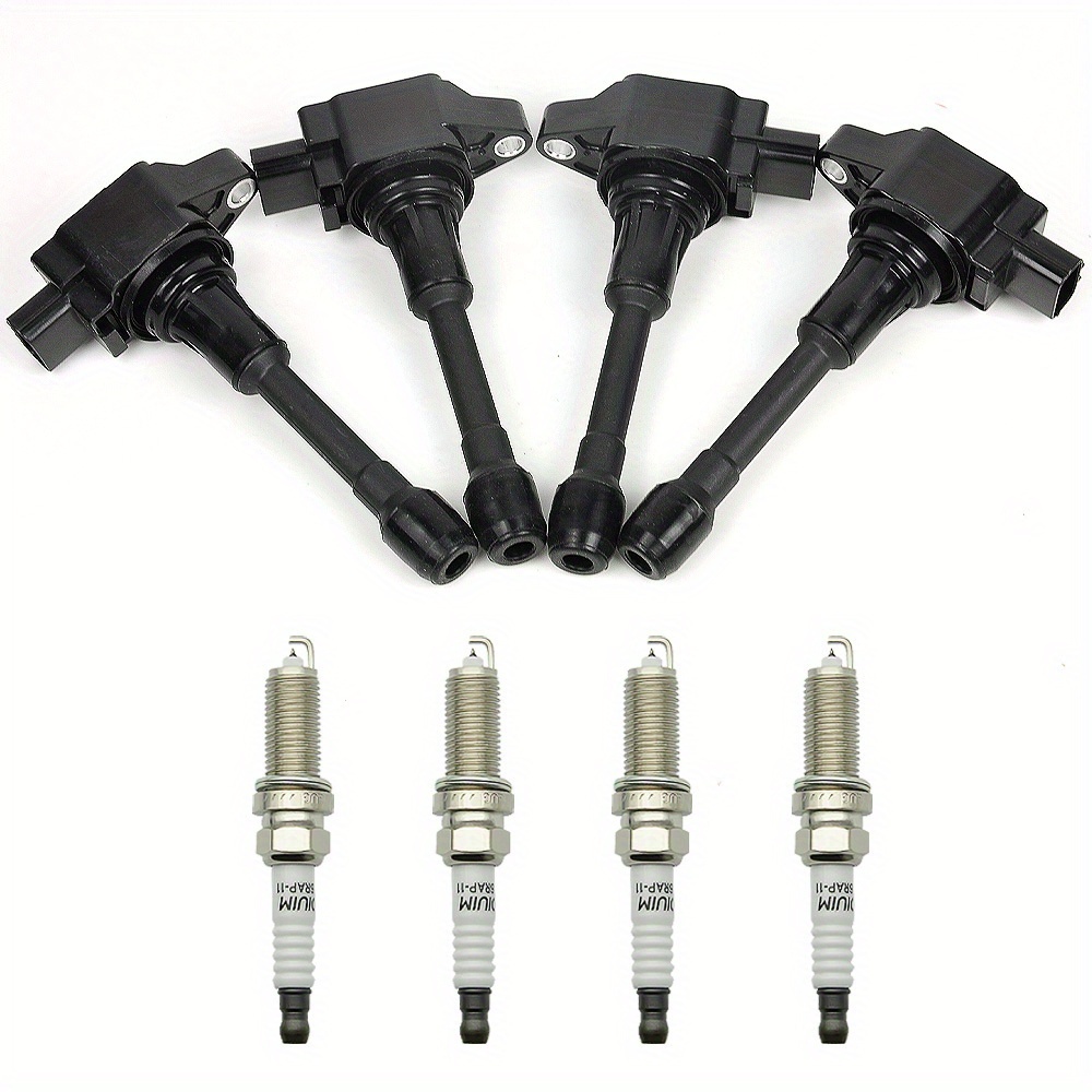 TEMU 4x Ignition Coil & 4x Iridium Spark Plug Set For For Altima For Sentra For Uf549