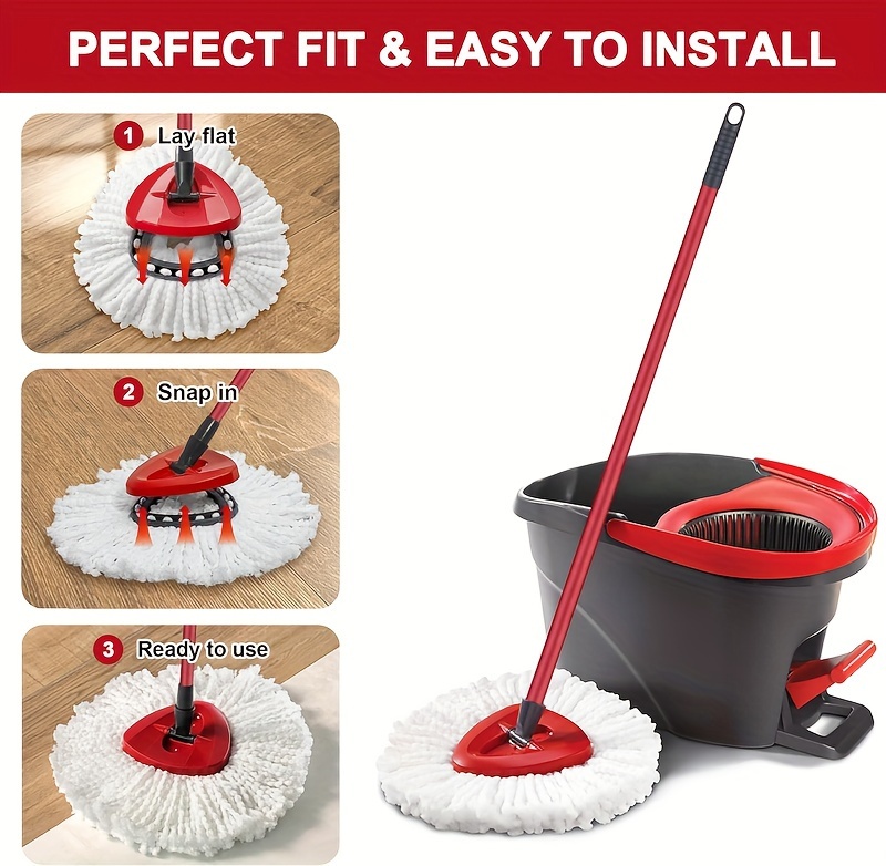 2pcs ultrafine microfiber rotating mop head refills washable versatile for wet dry use   dusting deep cleaning with microfiber da mop   details 0