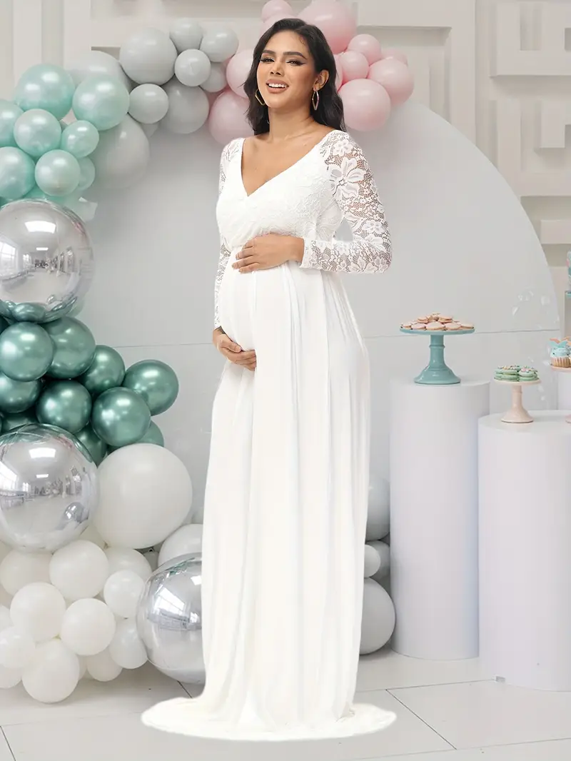 maternity dress long sleeve v neck floral lace - Temu Mauritius maternity dress long sleeve v neck floral lace - Temu Mauritius