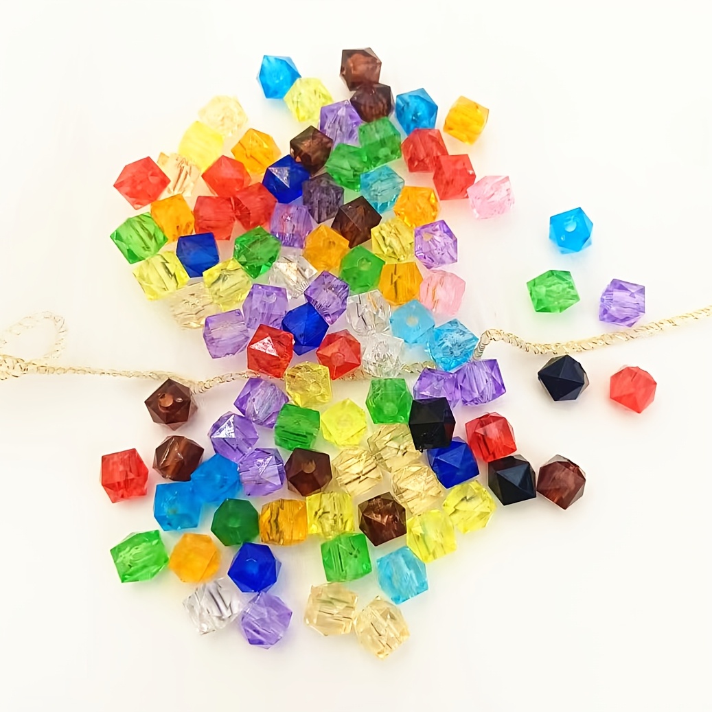 

500pcs Set Of 8mm Square Diamond Acrylic Beads For Making - Handcrafted Beading Supplies By Aijju