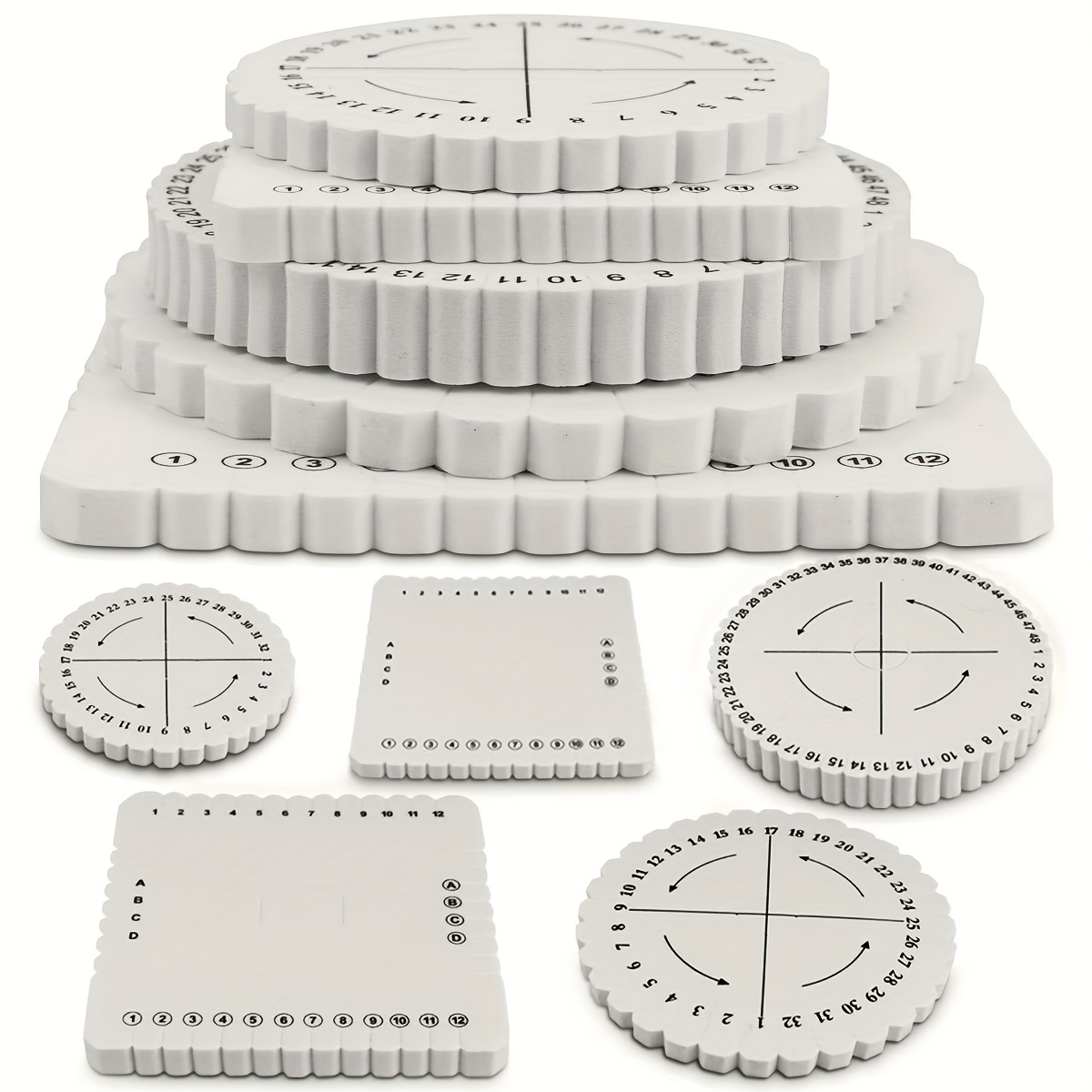 

5 Pieces Braiding Disk Set: Round & Square Beading Cords, Diy Bracelet Loom Weaving Boards (white, Synthetic Resin)