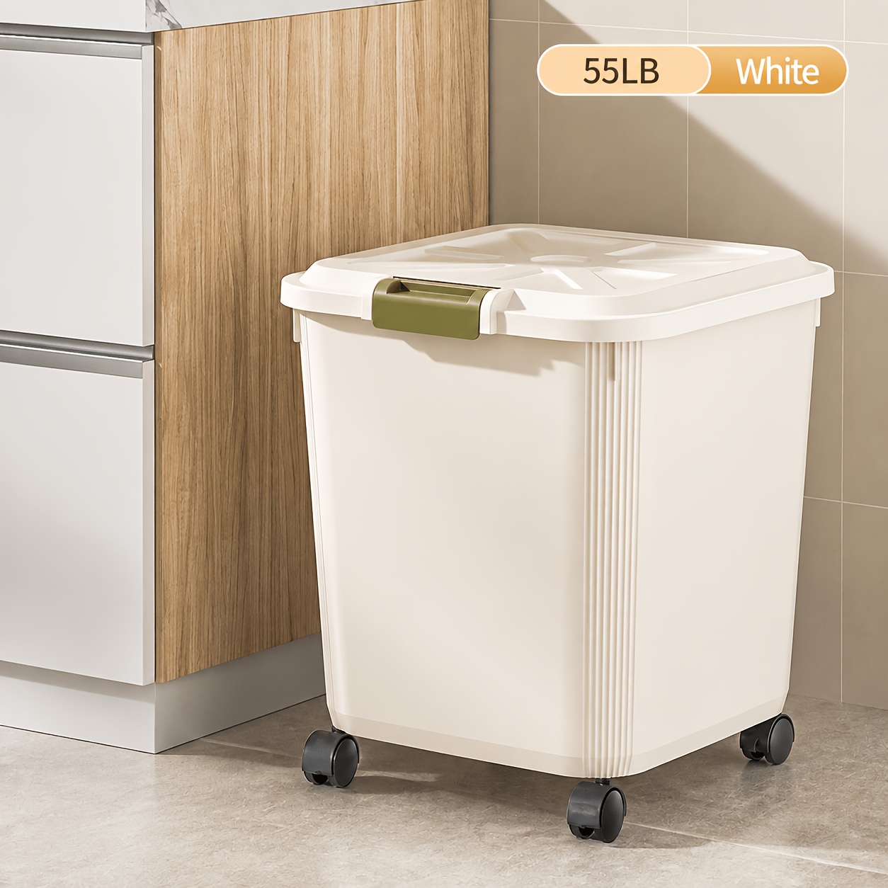 TEMU 1pc 11/22/33/55lb Rice Dispenser, Large Grain And Storage Container, Multifunctional Rolling Storage Container With Measuring Cup, Anti-insect