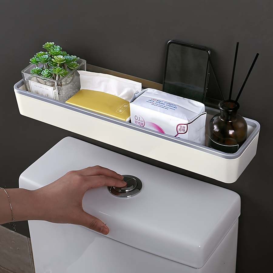 

1pc Bathroom Storage Cabinet Rack Wall Mounted Hole Storage Device