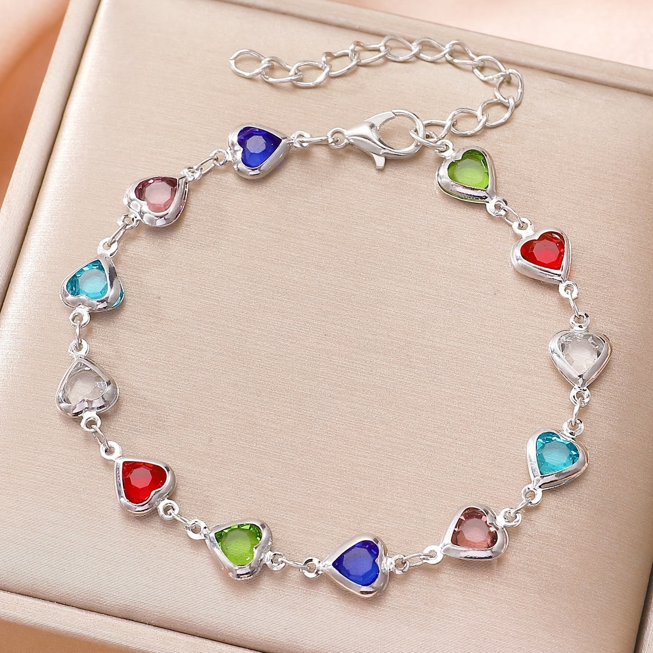 TEMU Pulsera de Moda con de Circonita Cúbica Sintética Colorida, Joyería de Lujo Minimalista y Versátil para Mujer, Ideal para Uso Diario, Fiestas y