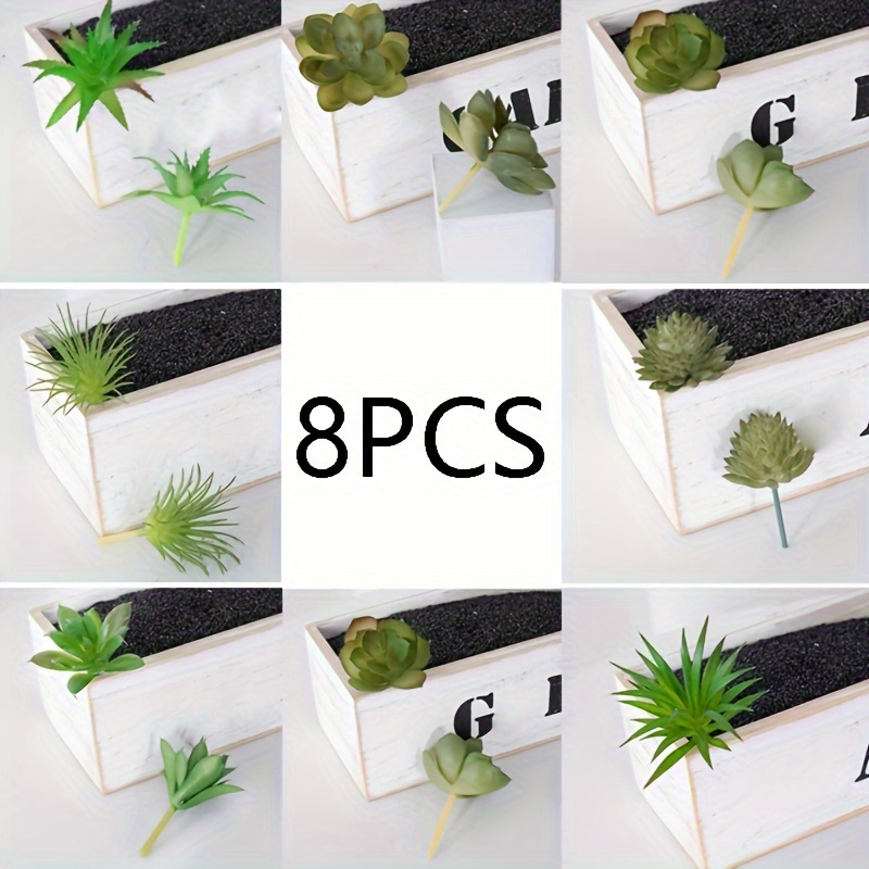 Image of 8 Simulated Succulent Plants, Green Plant Flower Arrangement Decoration, Cactus Mini Small Decoration Combination, Succulent Potted Plants Bonsai, Flower Garden Decoration