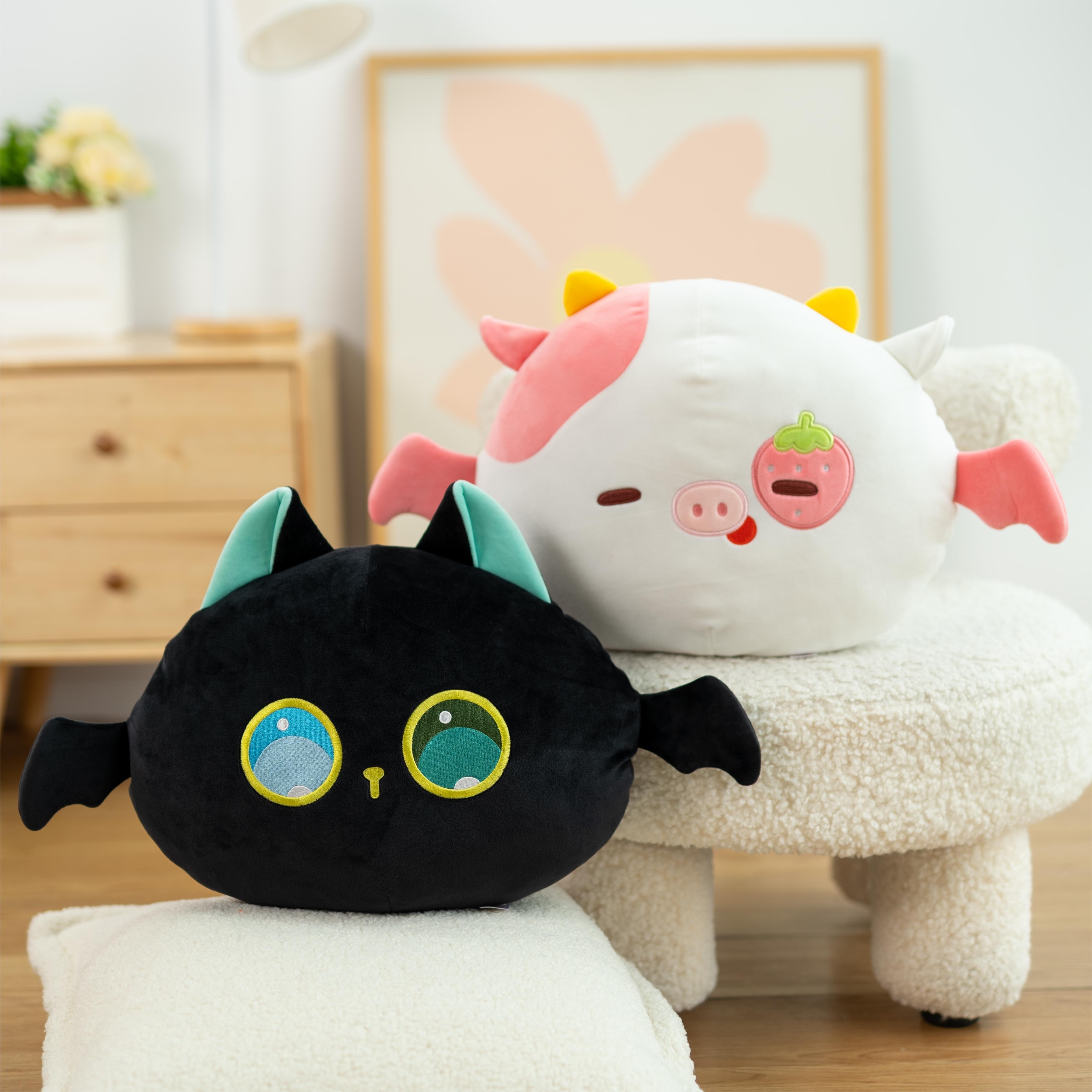 * 16 Inch Super Soft Cartoon Plush Throw Pillow, Kawaii Strawberry Cow Cat  Frog Cotton Stuffed Sleeping Pillow, Soft Cushion For Bedroom Office P