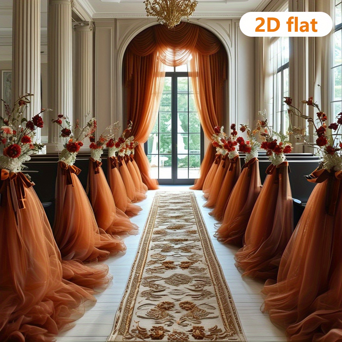 TEMU 1 pièce Panneau de rideau en tulle de mariage rouge rouille - Tissu en voilage prédécoupé adapté aux dans un , à la décoration d', aux toiles de
