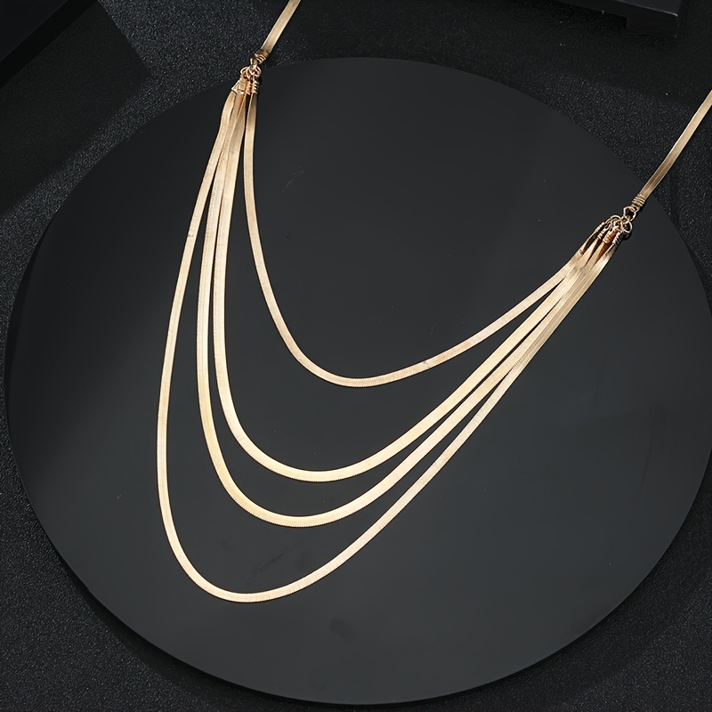 TEMU 1pc Collier Élégant à Chaîne Superposée pour Femmes - à Maillons Interconnectés Multi-Niveaux, Événements Décontractés et Formels