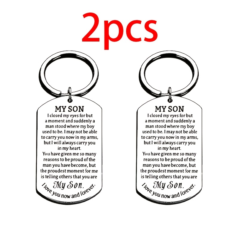 TEMU Set Of 2 Stainless Steel Keychains - Motivational Present For Parents, With Messages, Ideal For Graduation Or Birthday Keepsakes | Dog Tag Style