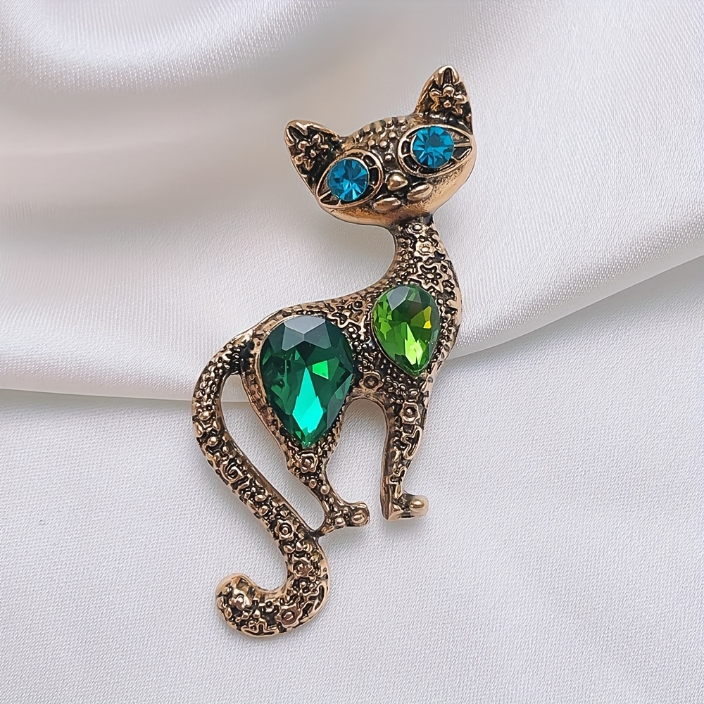 E-shop Vintage Katze Revers, Legierung Niedliche Minimalistische Cartoon Tier Stern Form Revers mit Kristall Verziert, Modische Katze Revers Zubehör