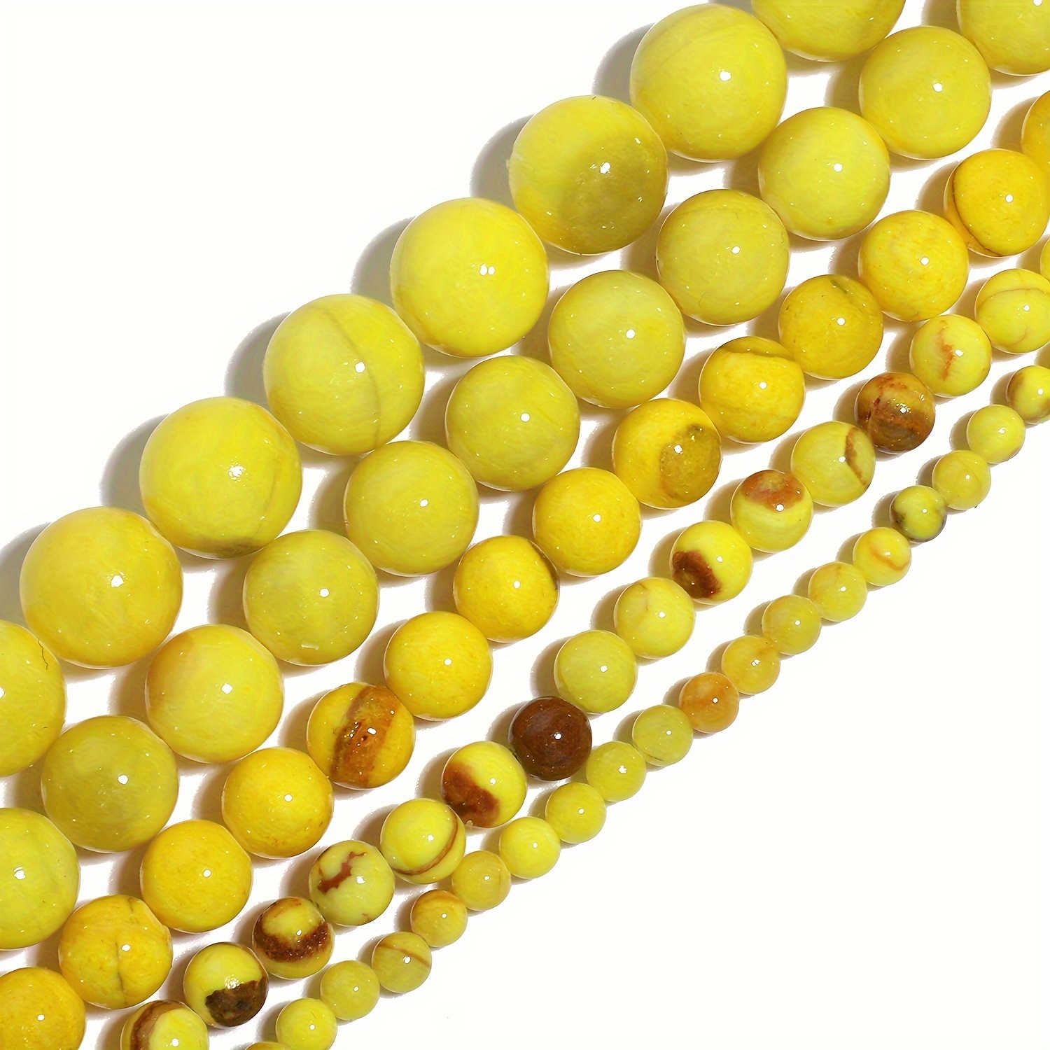 

Natural Yellow Persian Gulf Chalcedony Beads 30-91pcs- High-quality Round Loose Stone Beads For Jewelry Making And Diy , Ideal Gift For Men