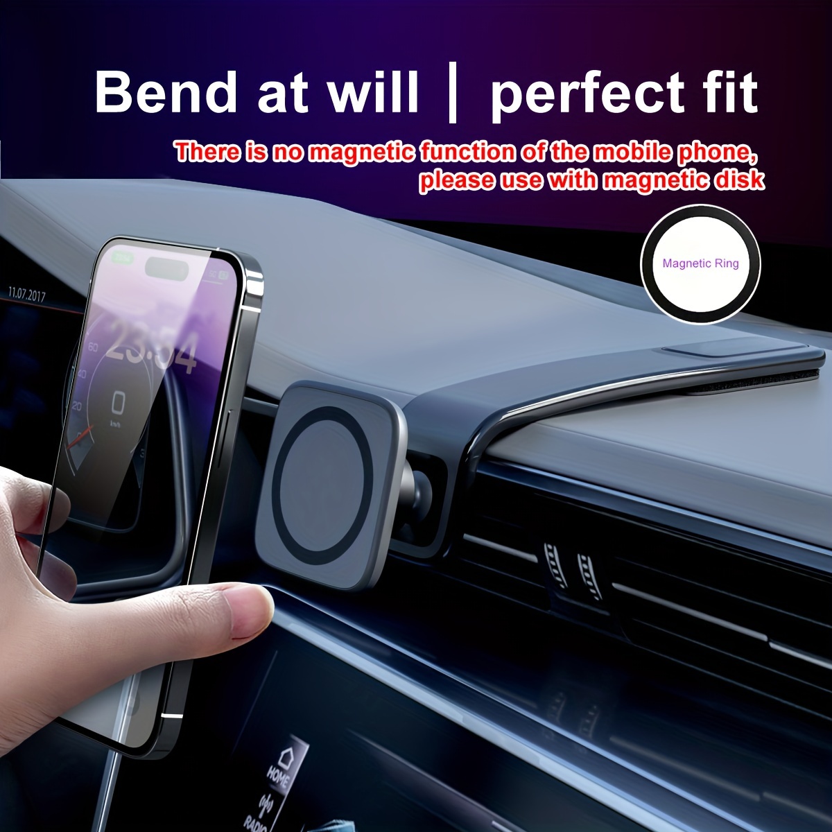 

Magneti Cmobile Phone Bracket Can Be Bent Aluminum Alloy Bag Adhesive Stick Bracket, Suitable For Instrument Panel, Suitable For Most Phones, Equipped With Magnet Chip.