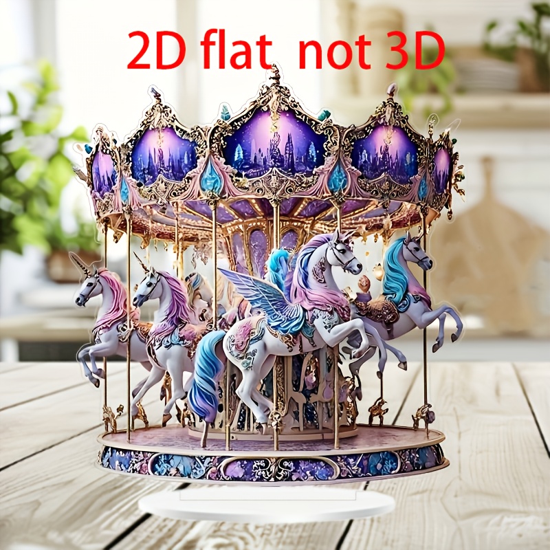 

A 2d Wave Bohemian Acrylic Rotating Carousel Desktop Decoration, Measuring 7.12 Inches X 7.87 Inches - A Multifunctional Display For Home And Office With A Stand, Featuring Bohemian Style Home Decor.