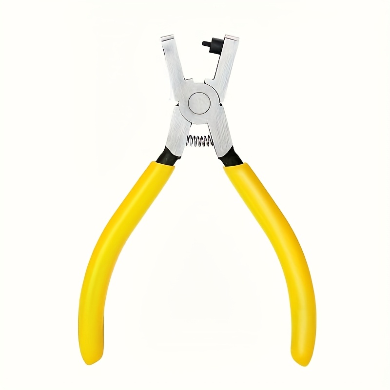 Heavy-Duty Carbon Steel Hole Punch Pliers with Versatile Belt & Shoelace Openings - Perfect for Watches, Sandals, Tags - Precision 2mm Hole Creation, Durable Yellow Handle, Red Accents, Ideal for Faux Leather and Material Crafting, Leatherworking Tools | Ergonomic Tool Design | Robust Tool Construction, Faux Leather Hole Punch Tool