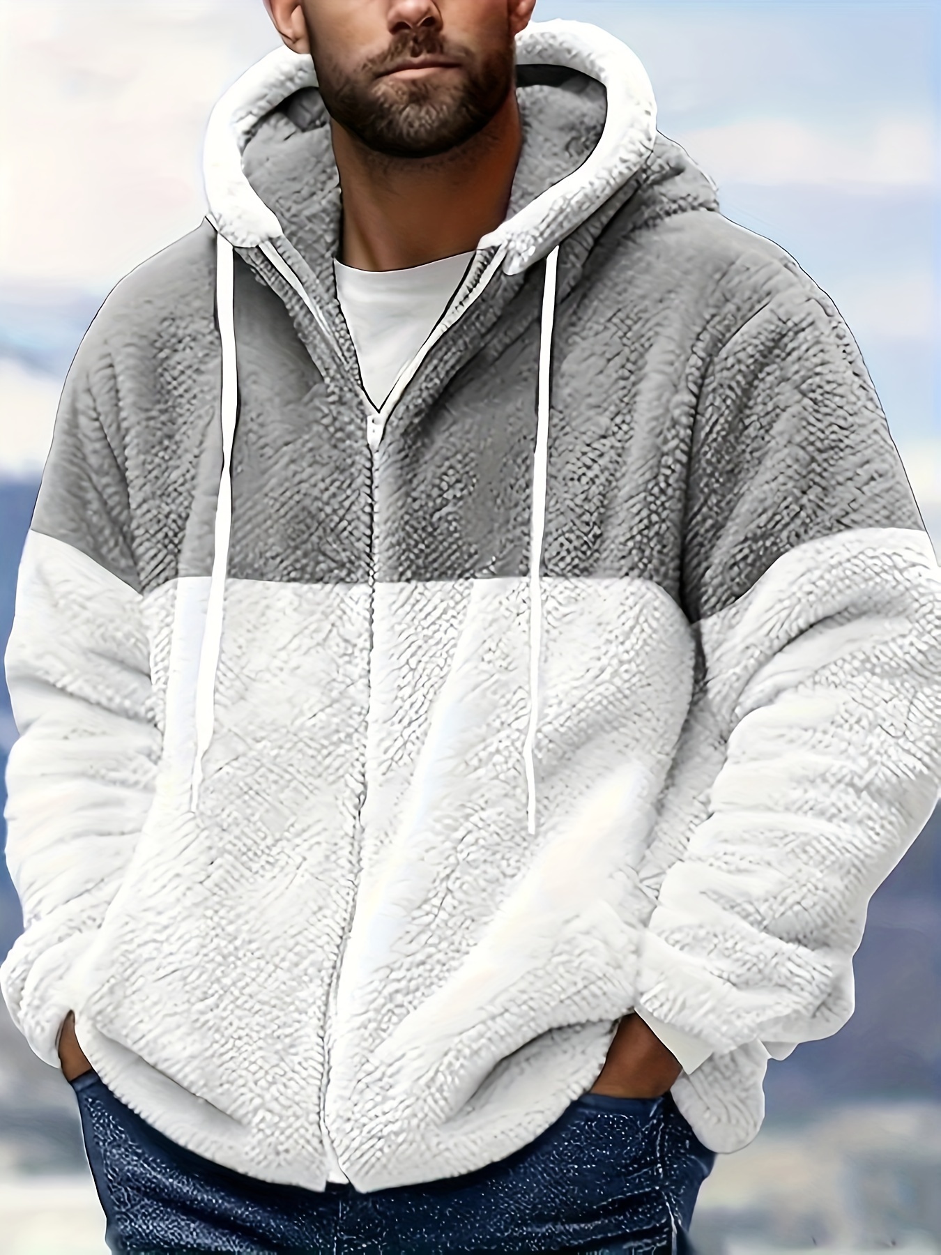 Sherpa jacket with hoodie sale