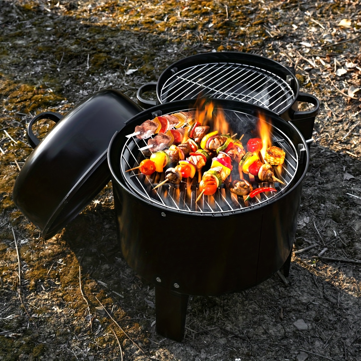 charcoal outdoor grill thermometer three layer cast Temu Canada