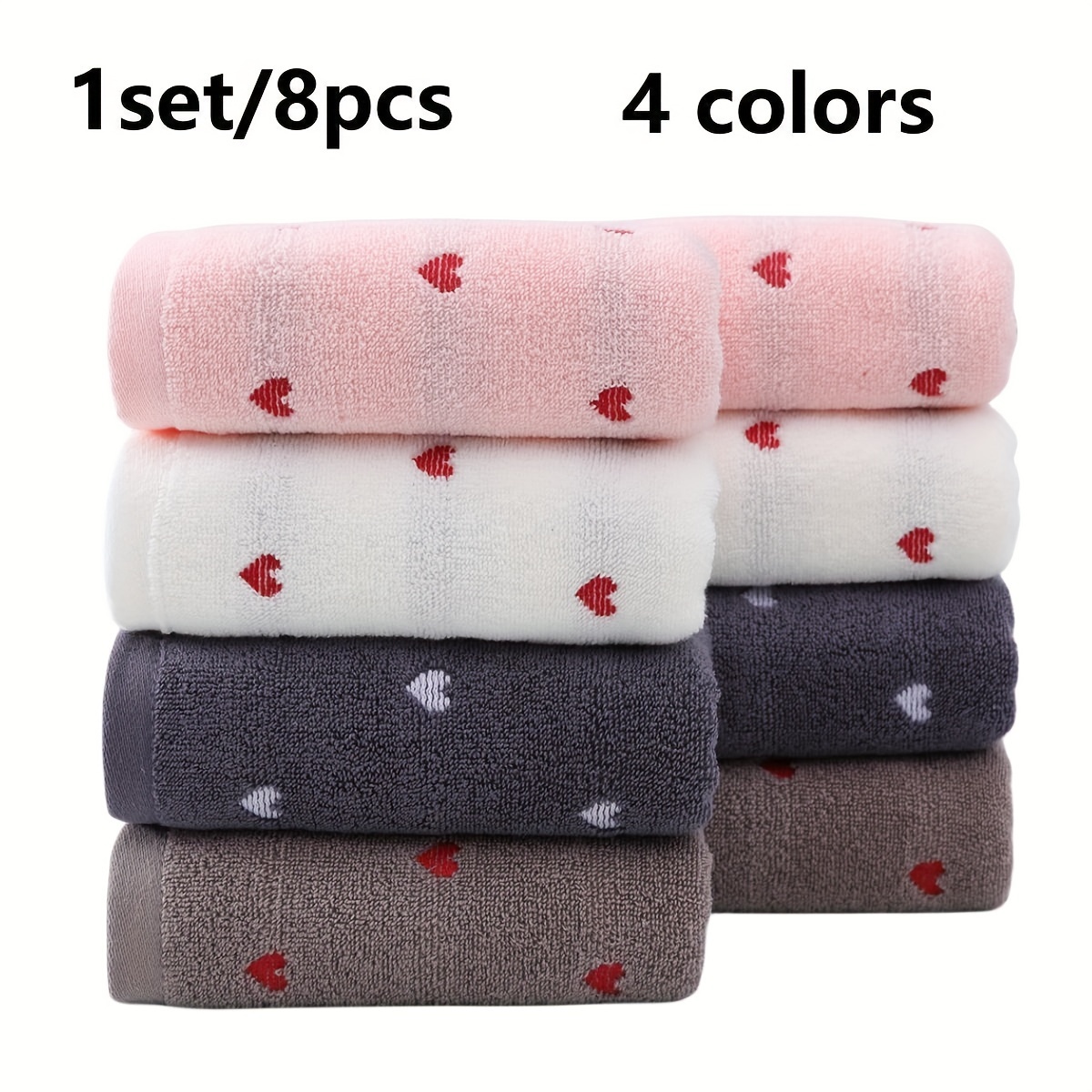 

8pcs Cotton Hand Towel Set, Thickened & Absorbent Face Towel, Super Soft Hand Towel, For Home & Bathroom, Ideal Bathroom Essentials