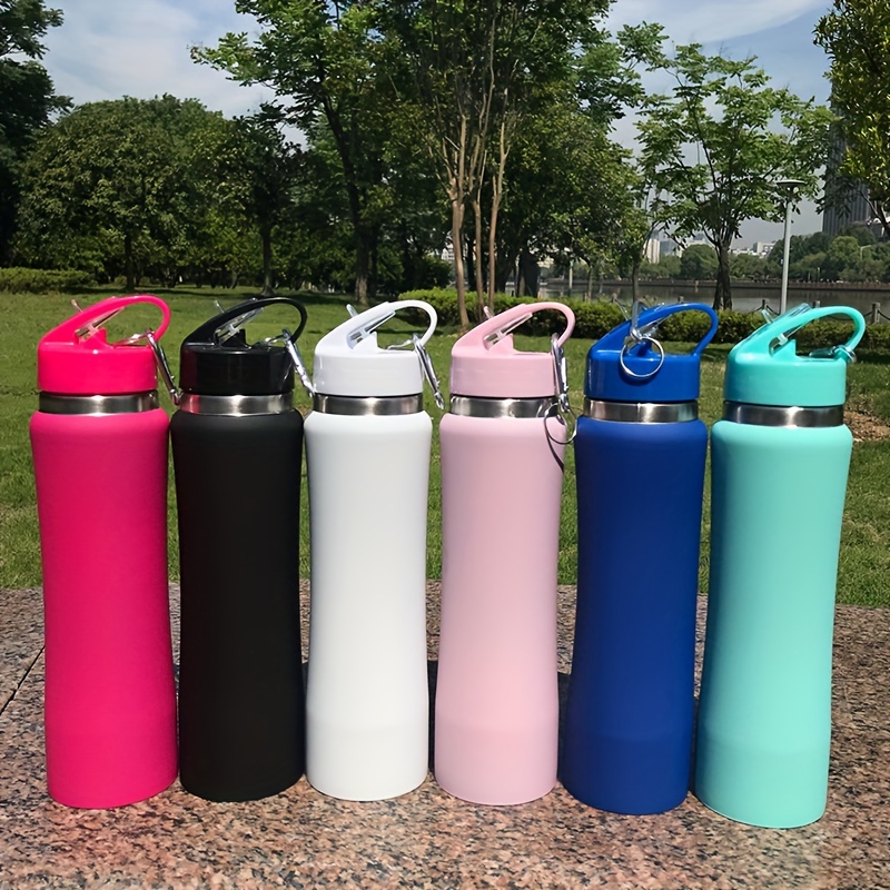 

25oz (750ml) Stainless Steel Insulated Water Bottle With Elegant Curve, Rotating Straw Lid, Hand Wash, Bpa Free, Ideal For Hot & Cold Drinks, Suitable For Home, Outdoor, Fitness, And Cycling