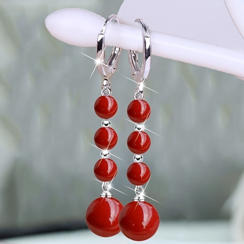 TEMU 1 Pair Long Tassel Earrings Fashionable For Christmas Holiday, New Year Celebration Women' Earrings