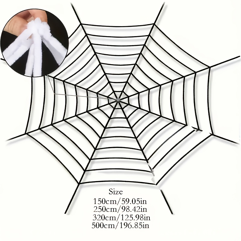 TEMU 1pc Realistic Plush Web Hanging Decoration With Sticky Webs Suitable For /outdoor Halloween Party Decor, Wall Hanging - Install, Gothic Decor ()