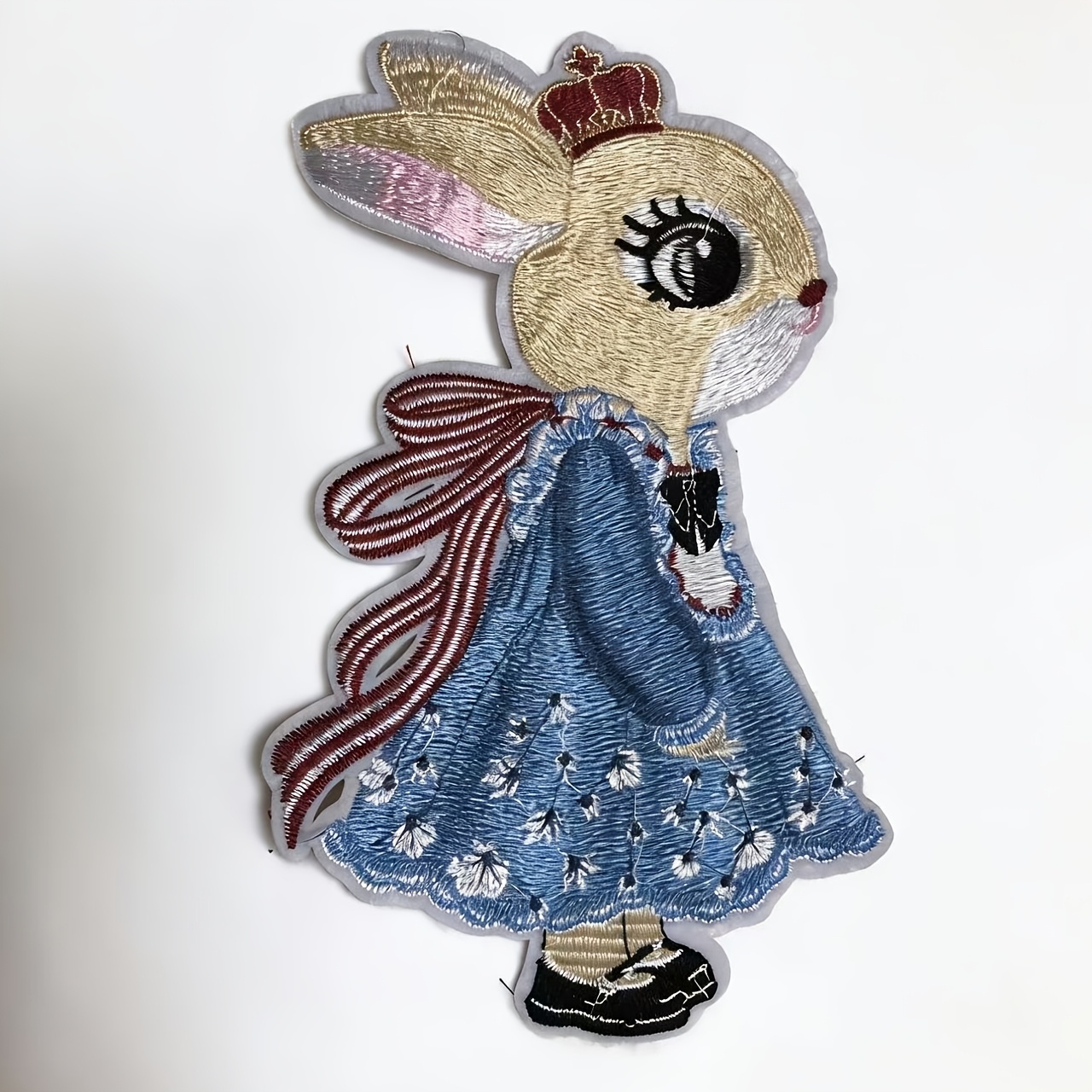 TEMU A Large-sized, Intricately Embroidered Easter Bunny Patch, Without Adhesive Backing, Suitable For Sewing Decorations On Skirts, Tops, Bags, Or