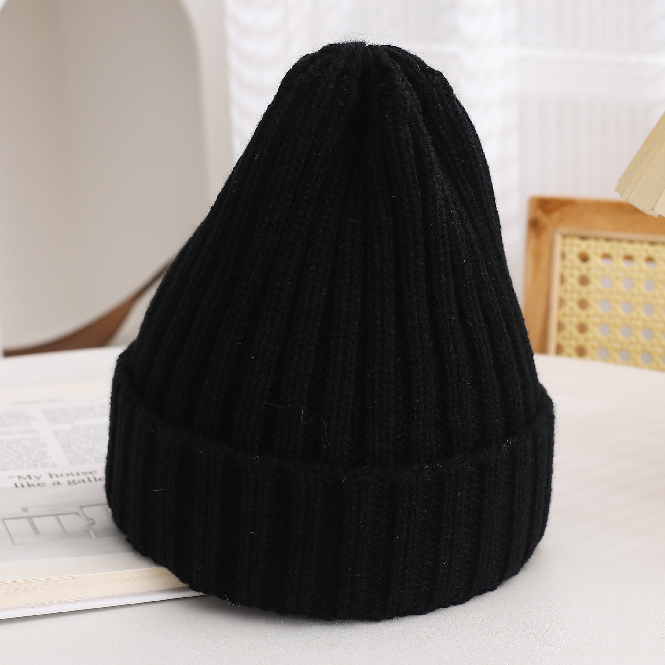 E-shop Herbst Winter Beanie Einfarbige Kappe Vielseitige Mode Mütze