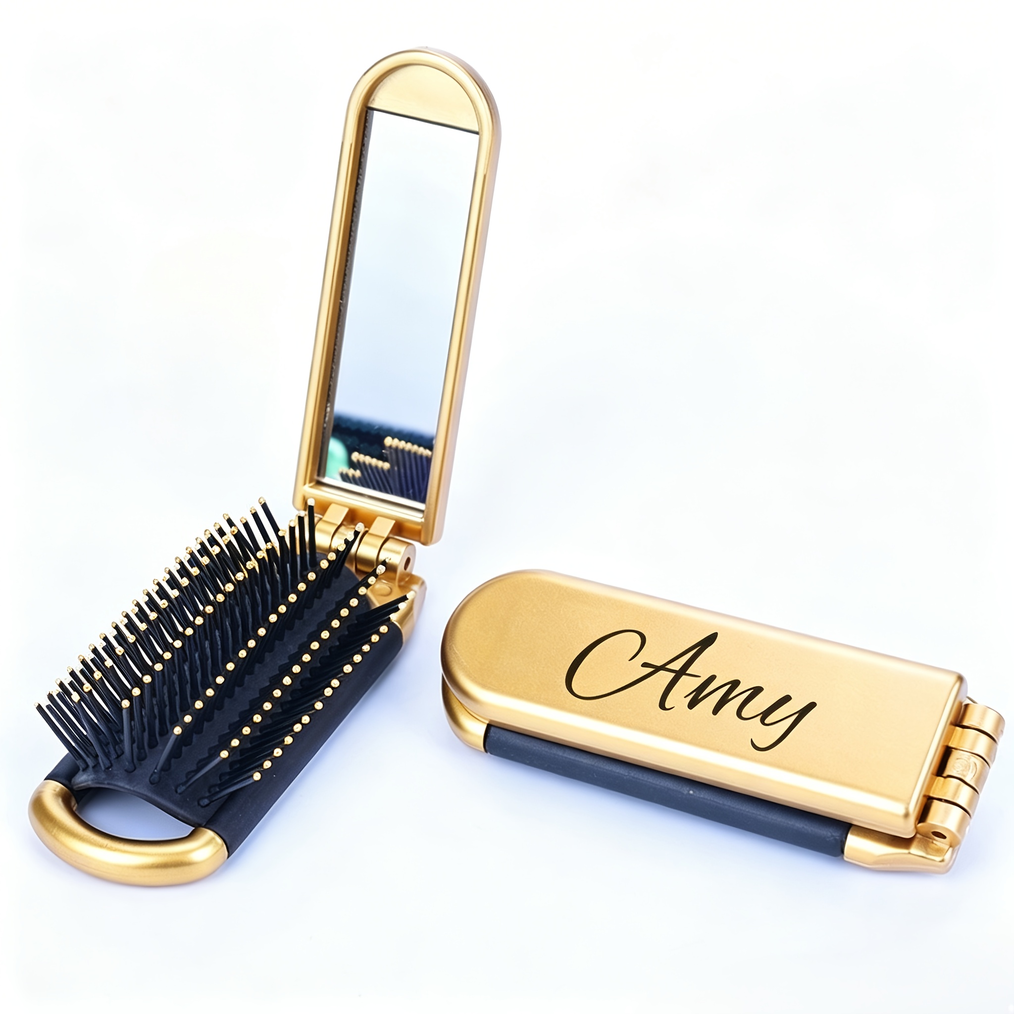 TEMU Un peine personalizado diseñado para mujeres, un peine acolchado portátil, un regalo sorpresa para las fiestas, un peine con abatible para
