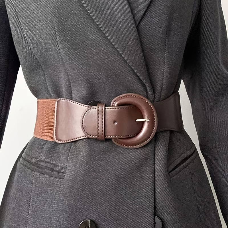 TEMU 1pc Black Waist Belt Women's Sweater Dress Wide Outerwear Layering Trendy Accessory 2025 New Style