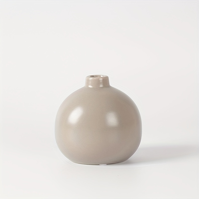 TEMU 1pc Minimalist Nordic Style Ceramic Small Vase Ins Dried Flower Faux Flower Container, Stylish Desktop Ornament Home Decor Small Vase, Living
