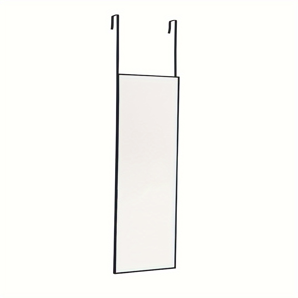 Over The Door Mirror Half Full Length Mirror Black Frame Bathroom Mirror Slim & Mountable Body Mirror for Door Dressing Mirror with Hanging Brackets Dorm Bedroom Entryway Resistant Glass 78x28cm 30.71x11.02in